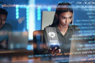 cybersecurity specialist working on clients system