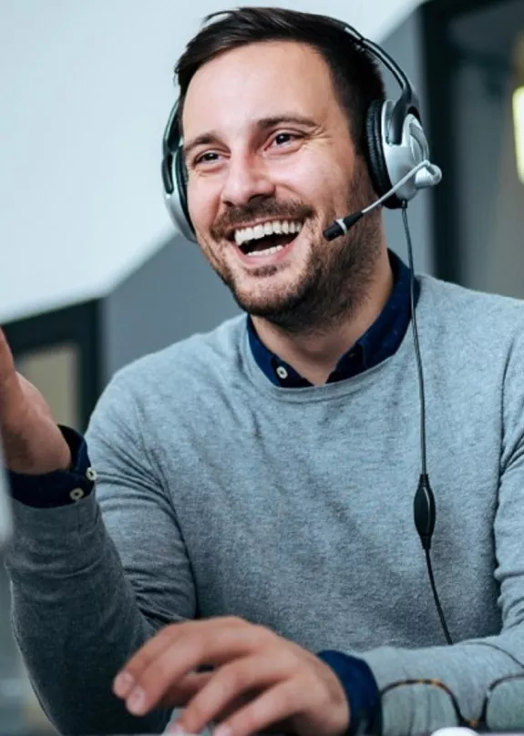 A man wearing a headset